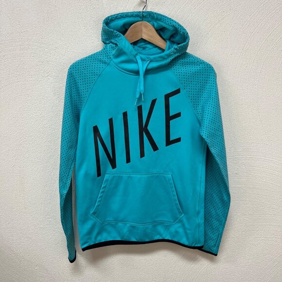 Nike Dri Fit Women's Turquoise Hooded Sweatshirt Size XS - Picture 1 of 4